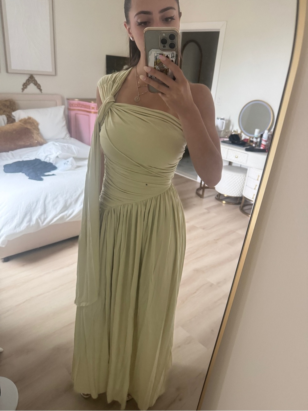JW PEI One-Shoulder Sage Maxi Dress